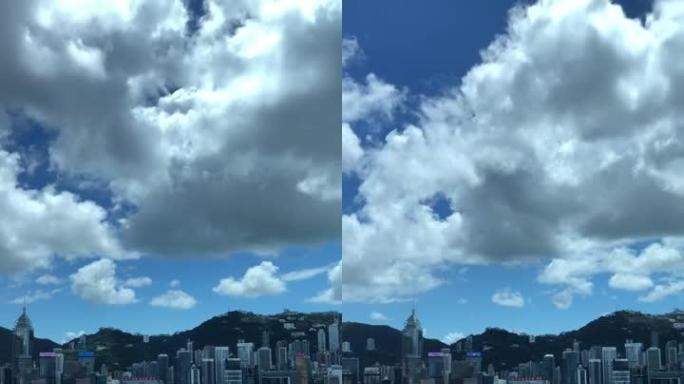 香港维多利亚港流动云滚滚云浪空中云竖屏