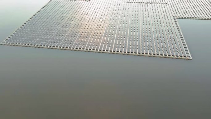 湖水上的浮动太阳能电池板电池平台