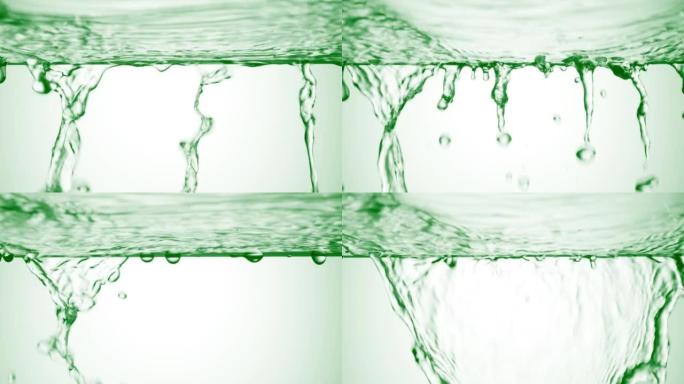 绿色液体从玻璃表面流下来