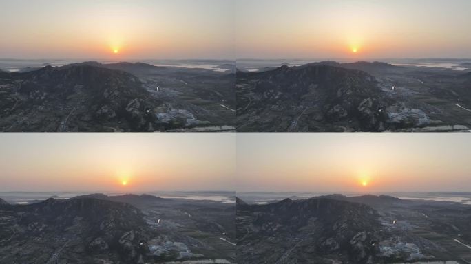 山东文登旸谷山的日出航拍
