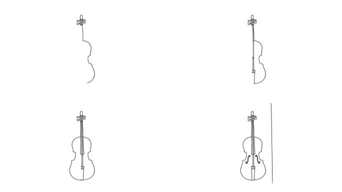 小提琴图标的涂鸦动画。涂鸦小提琴插图的绘图视频。白色背景上的小提琴涂鸦视频