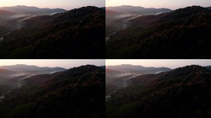 山层晨雾俯视图景观