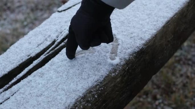 在雪中吸引心