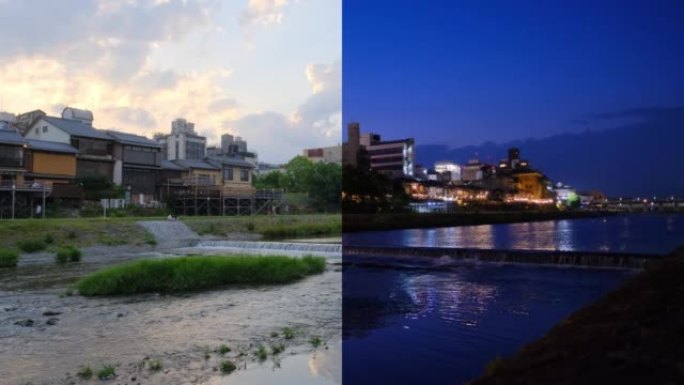 京都匹配日夜城市天际线硬作物两拍蓝夜