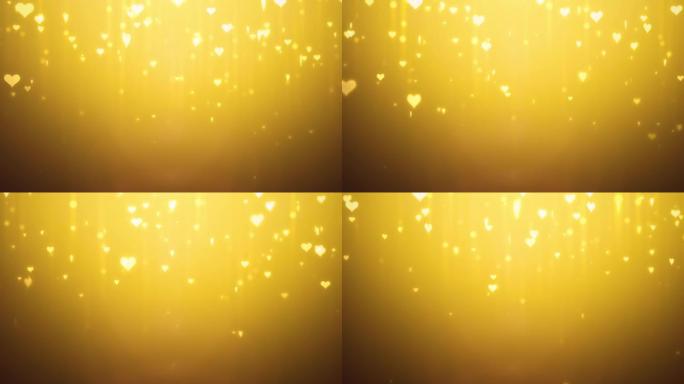 4k黄色心形粒子垂直运动-背景动画