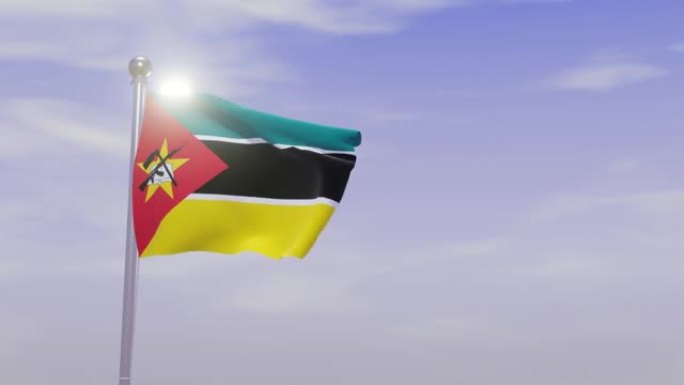 带天空和风的动画国旗-莫桑比克