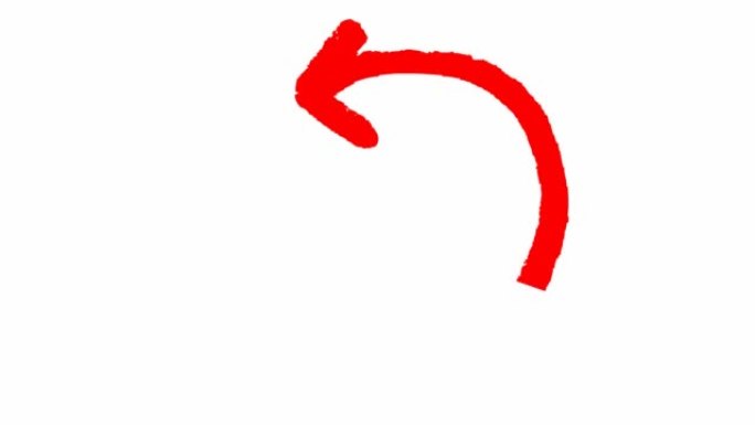 圆圈箭头的动画图标。红色符号。循环视频。手绘矢量插图孤立在白色背景上。