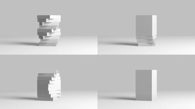 4k循环-您的演示文稿的抽象几何背景。挥舞立方体。