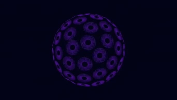 霓虹灯未来派球体，在黑暗空间上连接圆圈和线条