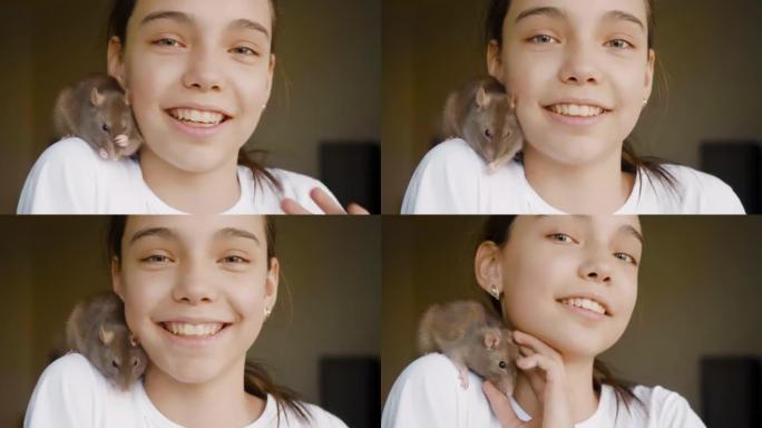 一位十几岁的博客作者在在线广播中谈论他的宠物，一只家鼠。她谈到了照顾家庭啮齿动物的特点。