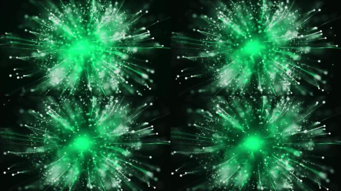 冲击波爆炸烟花背景Fx介绍。具有冲击波星尘分形粒子的抽象爆炸背景介绍的4k动画。