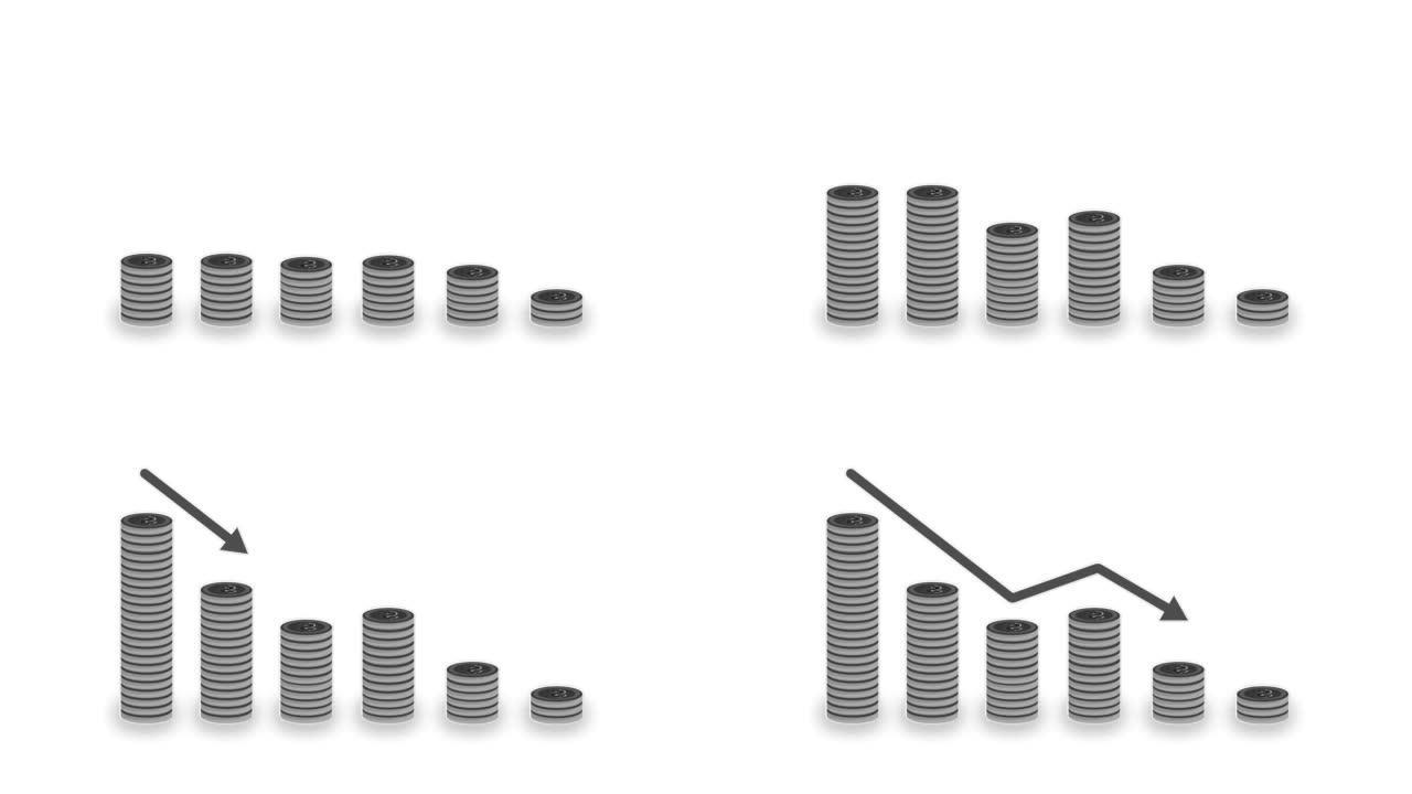 美元硬币负商业图表动画
