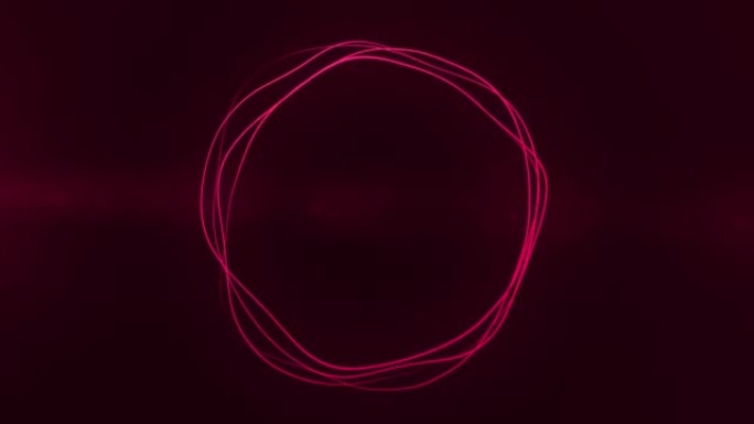 超高清4k抽象3D渲染霓虹灯圈。明亮的栗色，红色霓虹灯圈抽象的未来高科技运动背景。视频3d动画。38
