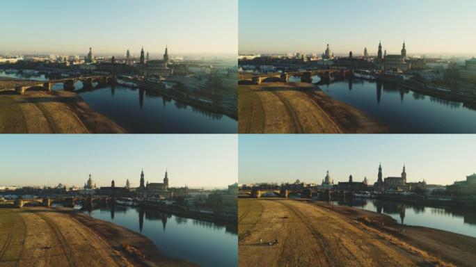 德累斯顿的鸟瞰图，德国东部易碑的历史名城