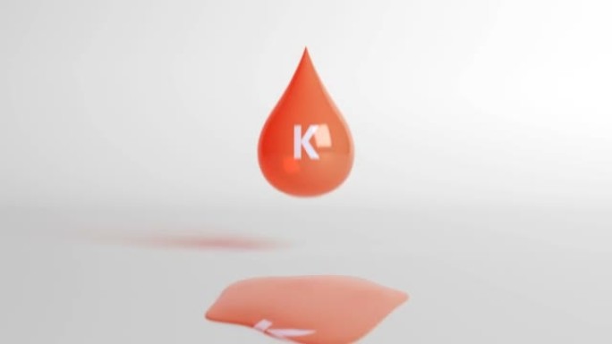 下降和融化橙色维生素k作为一滴。循环3D背景