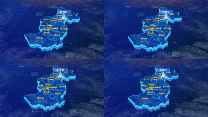 伊春市新青区蓝色三维科技区位地图