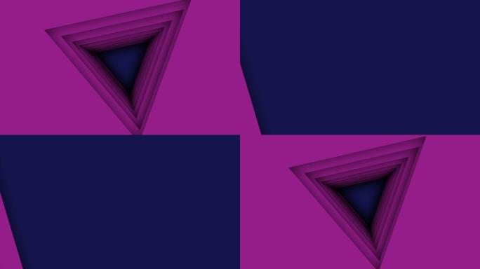 抽象粉色未来背景。黑色背景上的光管空间。技术，VJ概念。三角形的隧道内部视图