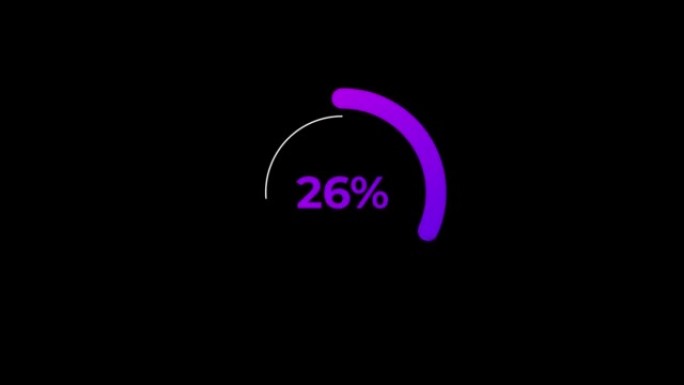 紫色科学效果中的圆圈百分比加载动画0-60%。