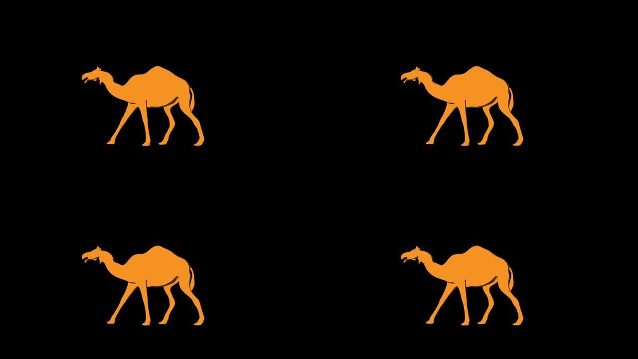 卡通骆驼步行侧视图