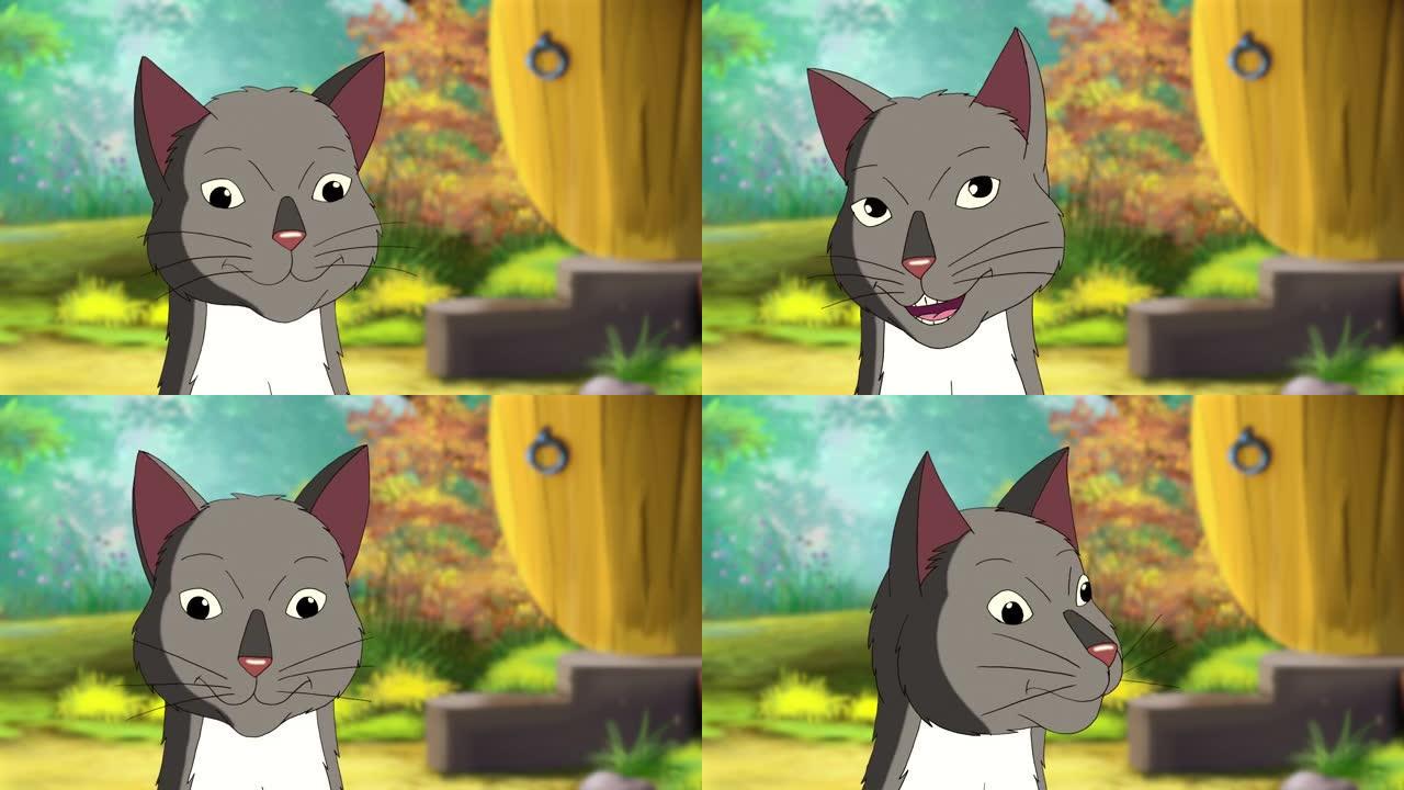 灰色虎斑猫喵特写4k动画