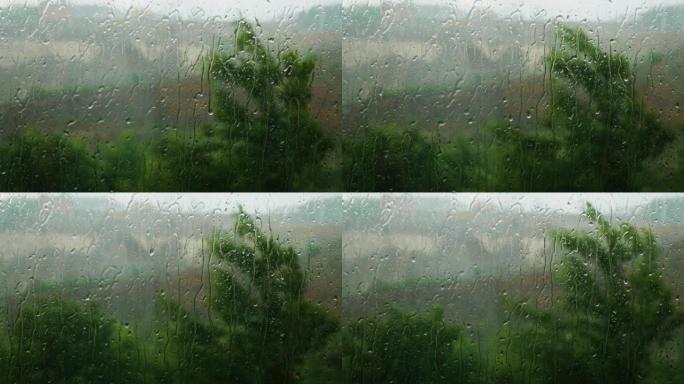 暴雨，玻璃上的雨滴