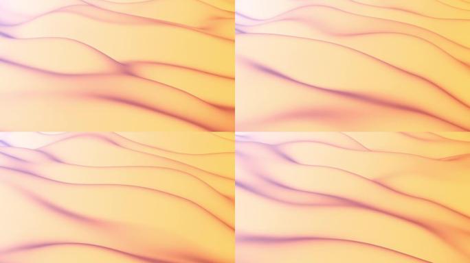 抽象的粉色和黄色波浪背景。流动液体管线设计元素。抽象沙漠背景。循环动画