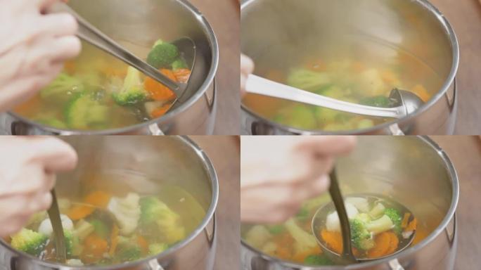 详细说明平底锅中的蔬菜