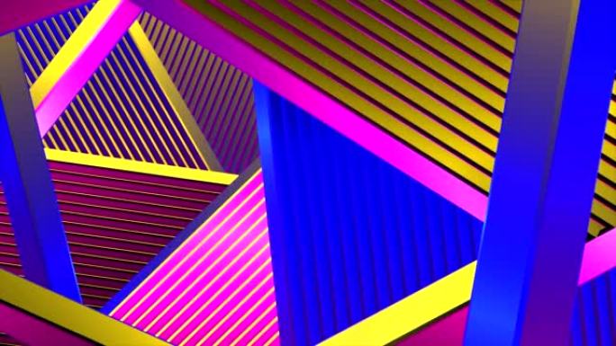 抽象。运动。虹彩多色三角形，创造从粉红色到蓝色的不同颜色