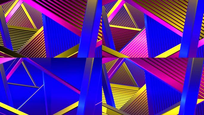 抽象。运动。虹彩多色三角形，创造从粉红色到蓝色的不同颜色