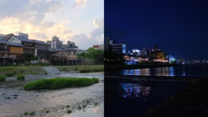 京都匹配日夜城市天际线硬作物两枪黑夜