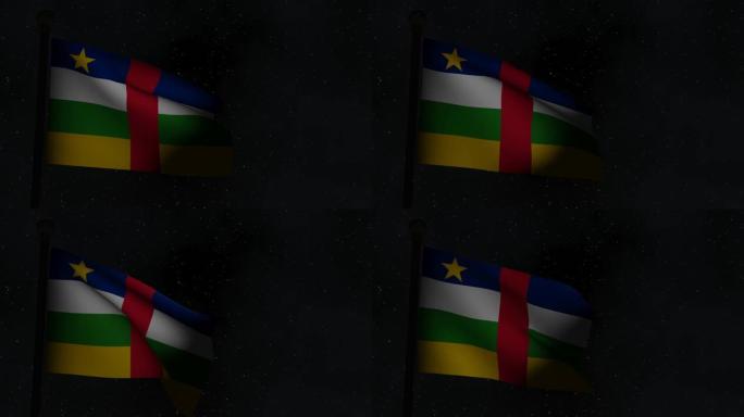 夜间动画无缝循环国旗-中非共和国