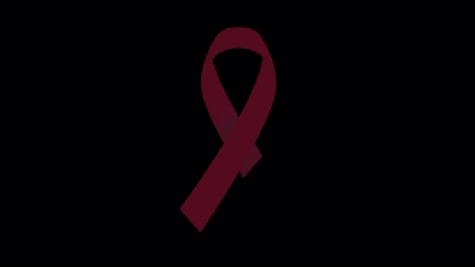 4k栗色国际多发性骨髓瘤意识日丝带股票动画。慢动作红葡萄酒颜色癌症意识视频。阿尔法频道。