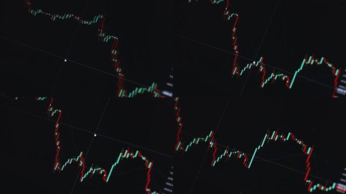 加密货币在线蜡烛图。eth和btc在证券交易所的报价。比特币或以太坊的证券交易所市场图表在笔记本电脑