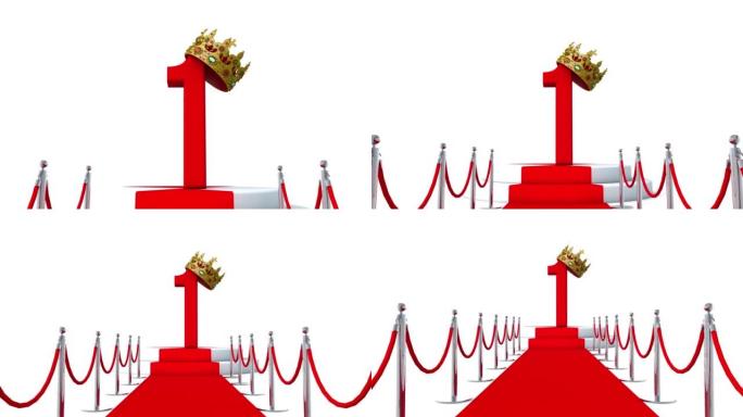 红毯头戴王冠的3D动画