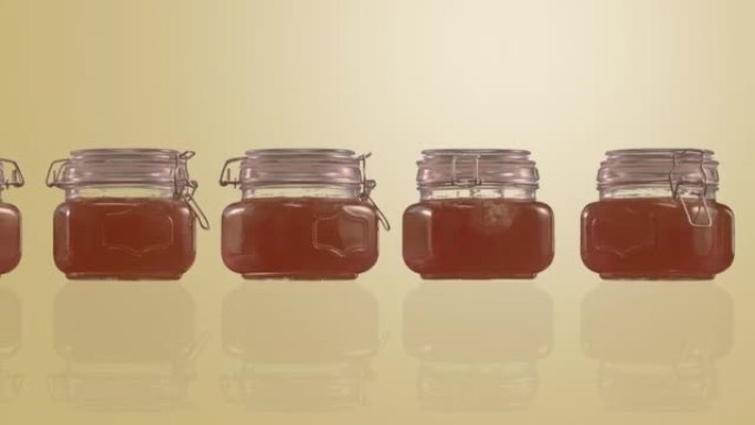 蜂蜜罐子线性排列放大4K