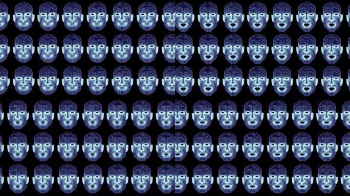 说人头。VJ循环。节目的3D网格动画。