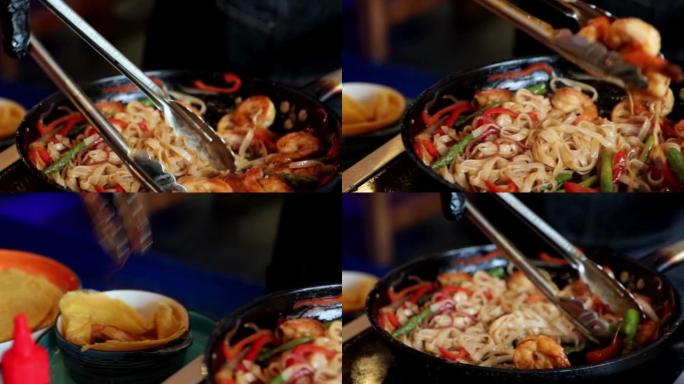 盘子上烹饪的动态视频。