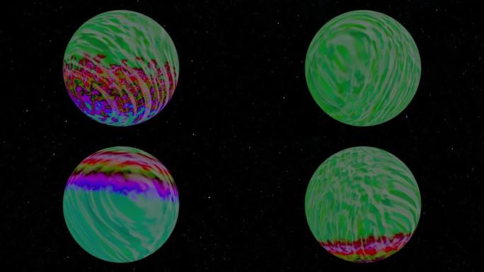 具有纹理色彩过渡的幻想能量球。循环动画。