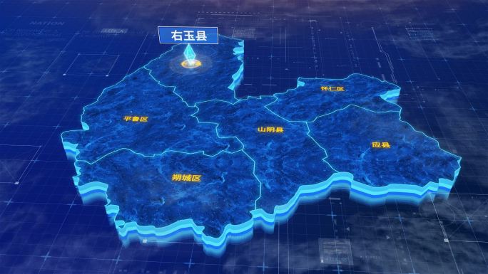 朔州市右玉县蓝色三维科技区位地图