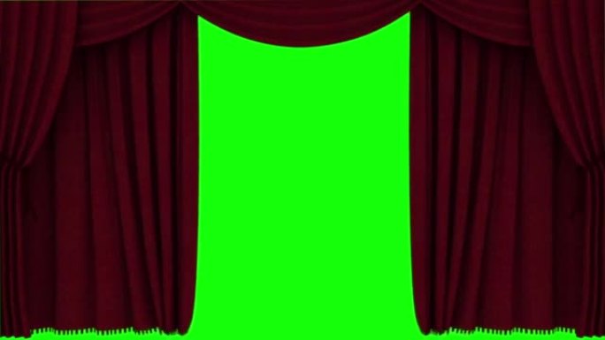 绿色屏幕上的红色窗帘打开