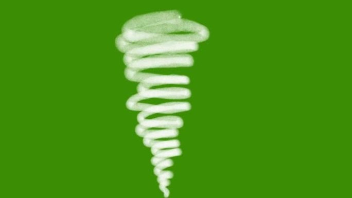一个简单的涂鸦龙卷风在绿色背景上的动画。