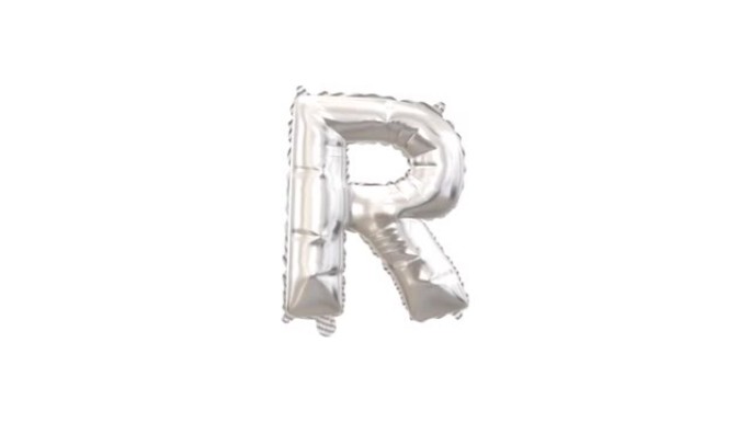 带字母R的氦气球。循环动画。