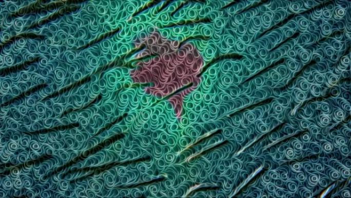 海水表面太阳下游泳的鱼群3D动画。数字艺术概念