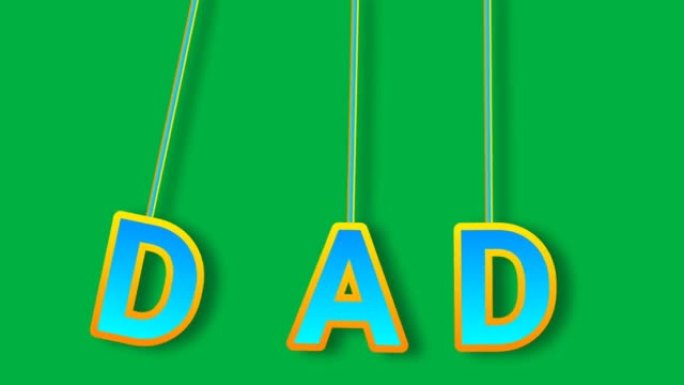 爸爸在绿色屏幕上孤立的摇摆动作中的单词。父亲节的插图剪辑。