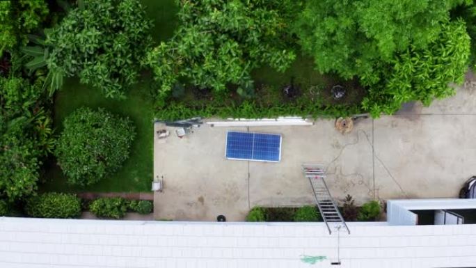 太阳能电池板安装，无人机拍摄。