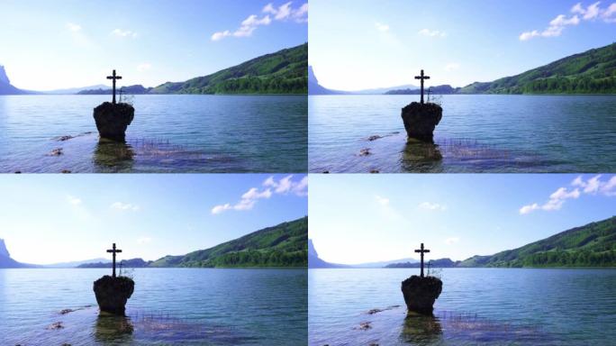 上奥地利州蒙德湖的克罗伊茨施泰因十字架