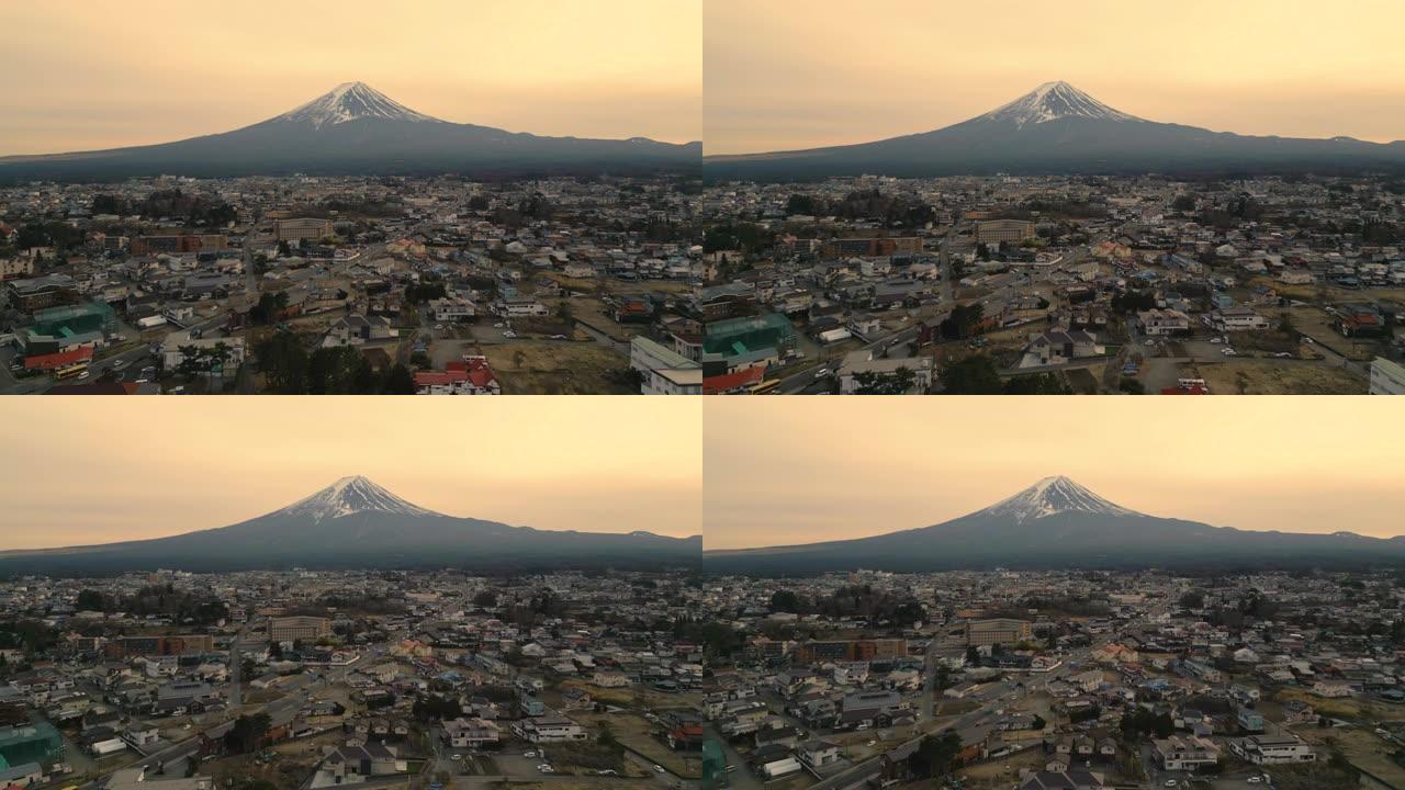 富士山城市景观的空中前方