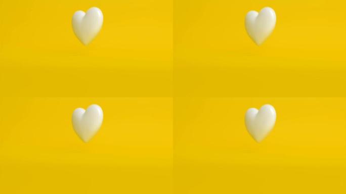 循环挤压转向心脏在黄色背景