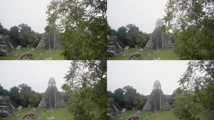 Scenic view of Tikal Mayan pyramids