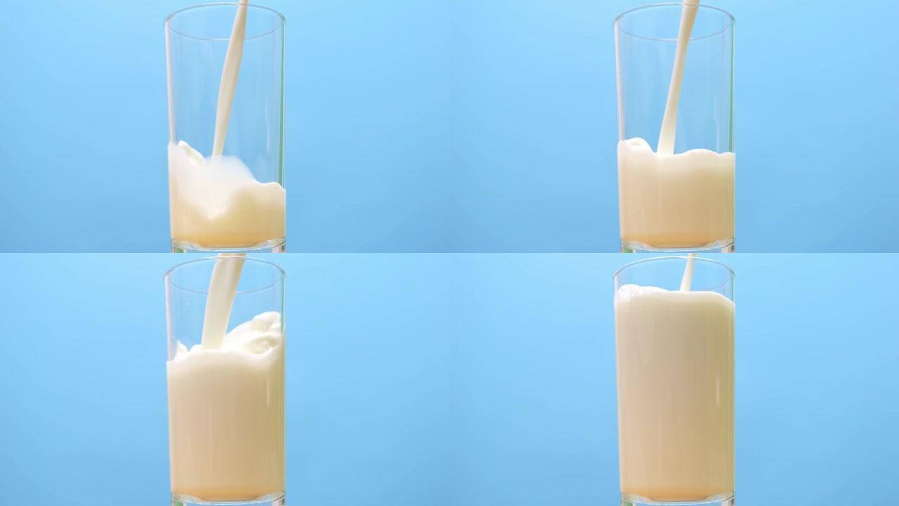将新鲜牛奶倒入瓶中。